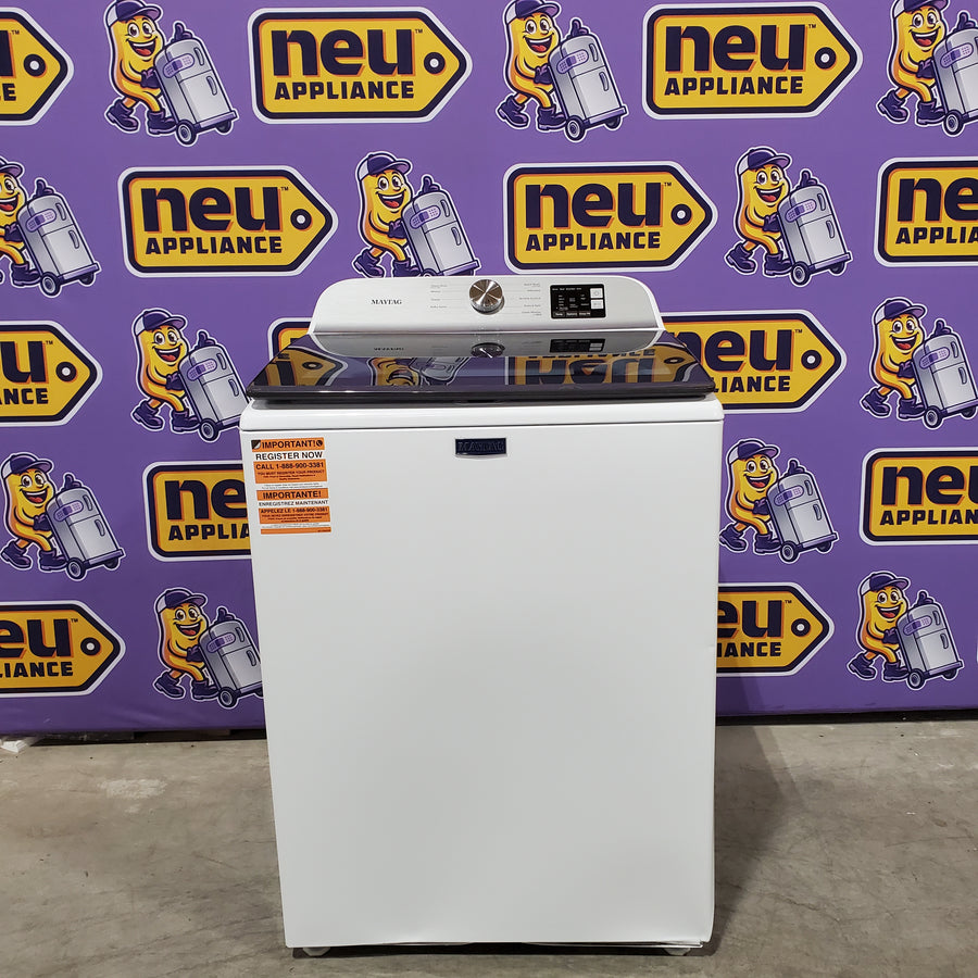 Maytag Top Load 4.8 cu ft Washer with Deep Fill and Slow-Close Glass Lid MVW6200KW - Scratch & Dent (Major) and Maytag 7.0 cu ft Electric Dryer with Moisture Sensing and Quick Dry Cycle 16242 - MED6200KW - Scratch & Dent (Minor)
