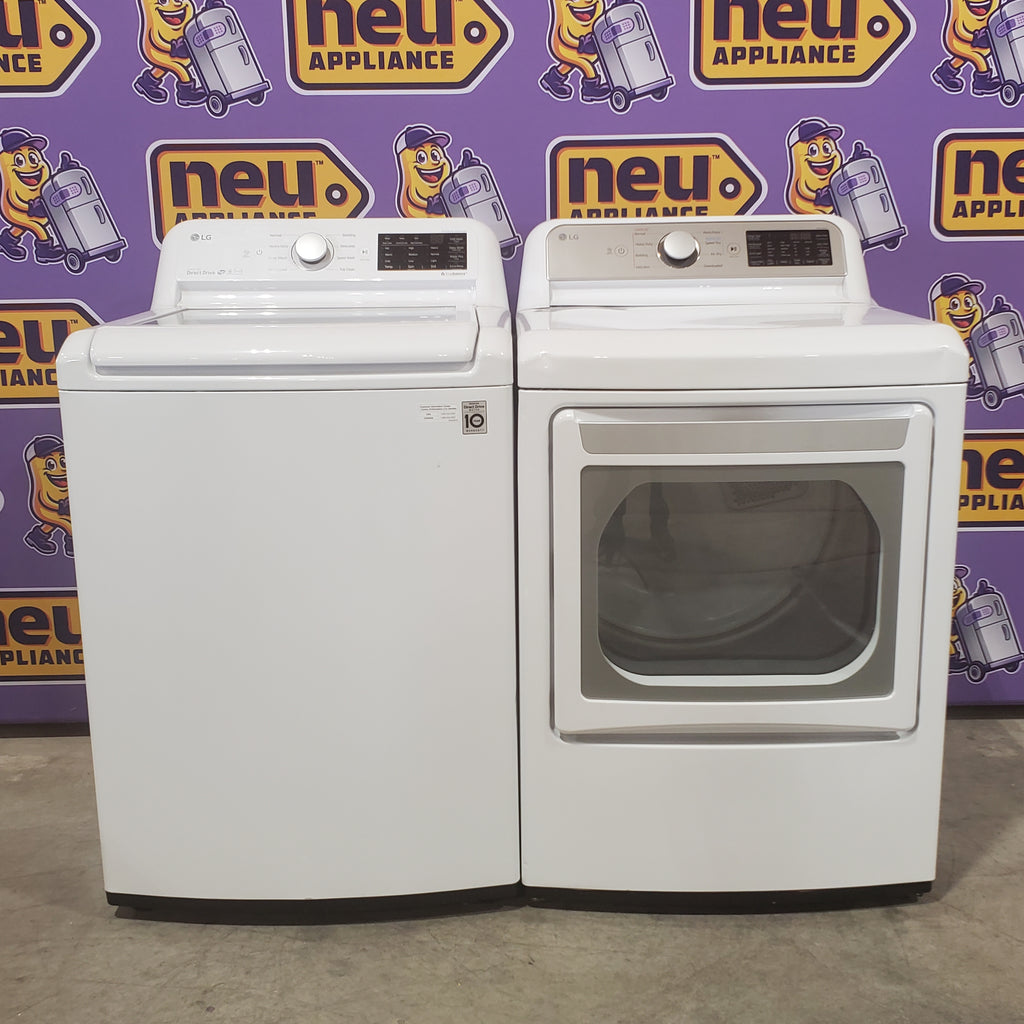Pictures of LG 4.5 cu. ft. Top Load Washer with Impeller WT7100CW - Certified Refurbished and LG 7.3 cu. ft. Ultra Large Capacity Electric Dryer with EasyLoad™ Door 16084 - DLE7400WE - Certified Refurbished - Neu Appliance Outlet - Discount Appliance Outlet in Austin, Tx