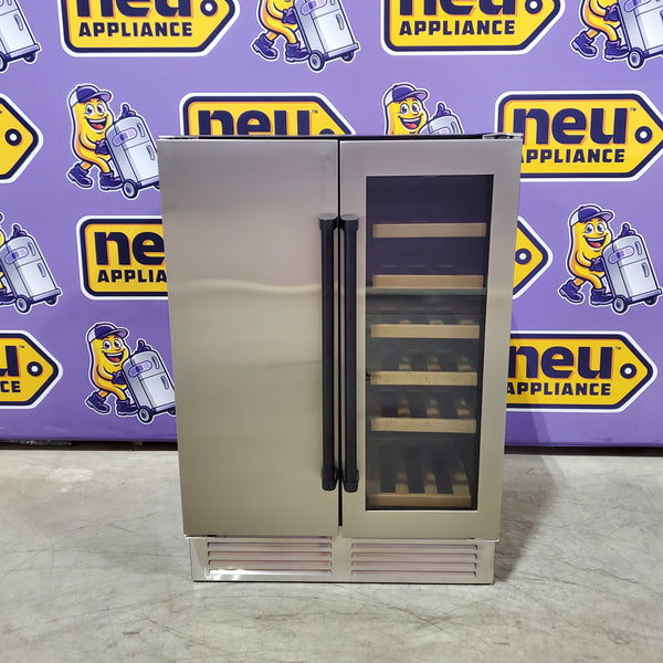 Nipus 24 in. Built-in Dual Zone 18 Bottle and 80 Can Wine and Beverage Cooler with Four Door Handles Wine Fridge in Silver 251312SD1029 - NPDUAL01 - Open Box