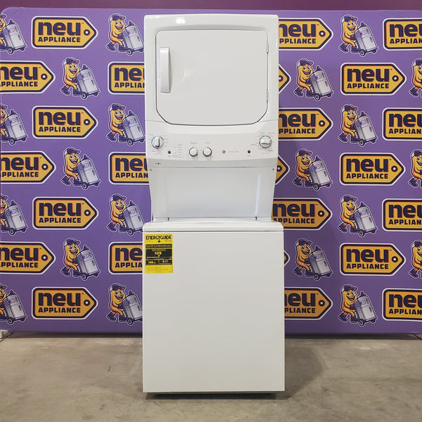 GE White Combo 3.8 Cu. Ft. Top Load Washer and 5.9 Electric Dryer GUD27ESSM1WW - Certified Refurbished