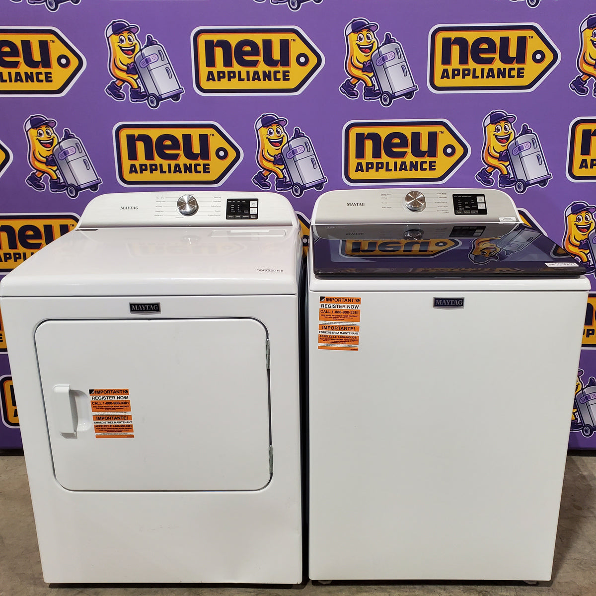 Maytag Top Load 4.8 cu ft Washer with Deep Fill and Slow-Close Glass Lid MVW6200KW - Scratch & Dent (Minor) and Maytag 7.0 cu ft Electric Dryer with Moisture Sensing and Quick Dry Cycle 16195 - MED6200KW - Scratch & Dent (Moderate)