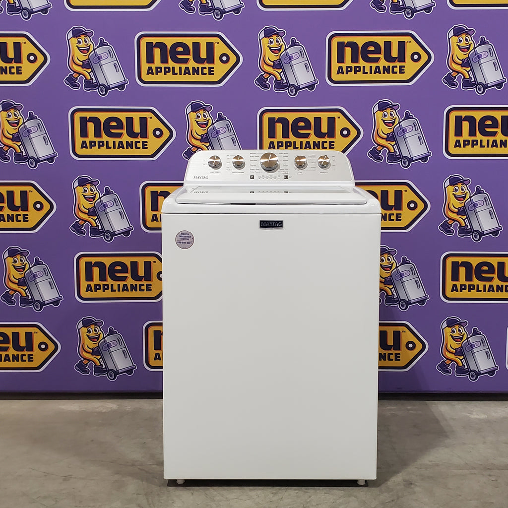 Pictures of MayTag 4.8 cu. ft. Top Load Washer with Extra Power, Built-In Water Faucet MVW5430MW - Scratch & Dent (Minor) and MayTag 7.0 cu. ft. Top Load Electric Wrinkle Prevent Dryer MED4500MW - Certified Refurbished - Neu Appliance Outlet - Discount Appliance Outlet in Austin, Tx