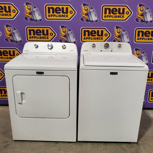Maytag 4.2 Cu. Ft. Capacity Top Load Washer in White MTW4205SW - Open Box and MayTag 7.0 cu. ft. Top Load Electric Wrinkle Prevent Dryer 16185 - MED4500MW - Scratch & Dent (Minor)