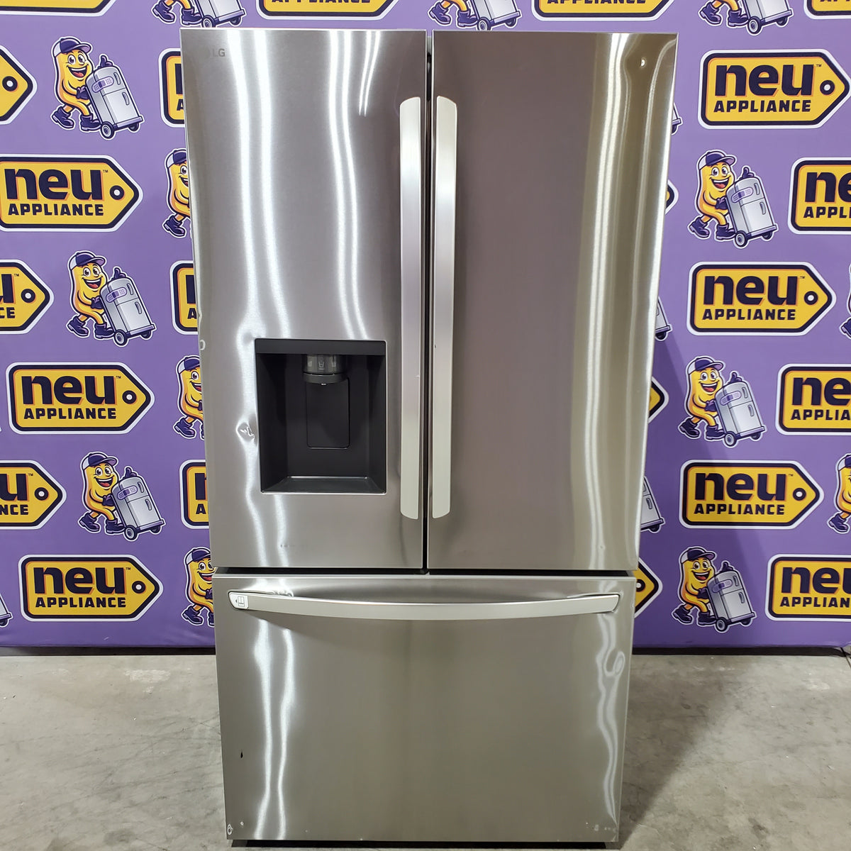 LG 26 cu ft ENERGY STAR Counter-Depth Smart French Door Refrigerator in Fingerprint Resistant Stainless Steel with Dual Ice Maker LRFXC2606S - Scratch & Dent (Major)