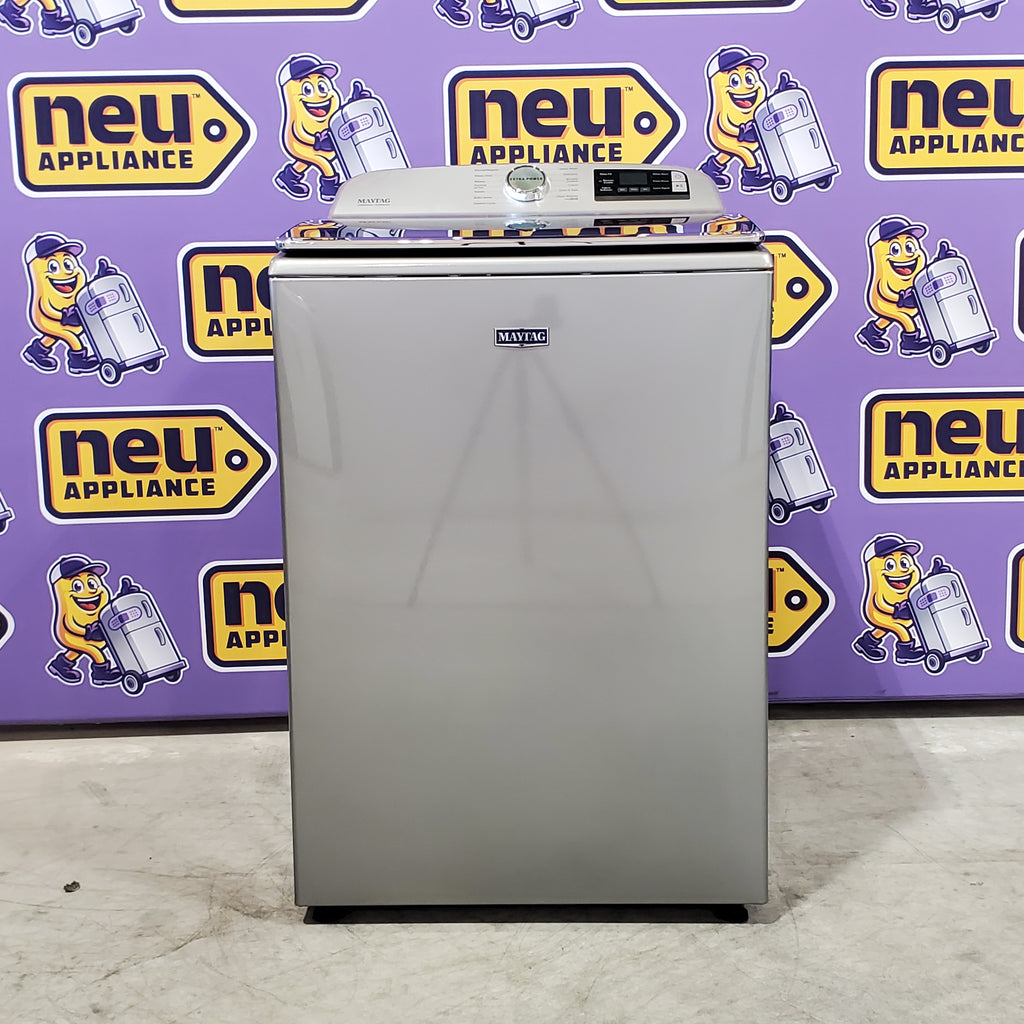 Pictures of Maytag 5.3 cu. ft. Metallic Slate Smart Capable ENERGY STAR Top Load Washing Machine with Extra Power MVW7232HC - Scratch & Dent (Minor) and Maytag 7.4 Cu. Ft. Metallic Slate Electric Dryer with Extra Power MED7230HC - Open Box - Neu Appliance Outlet - Discount Appliance Outlet in Austin, Tx