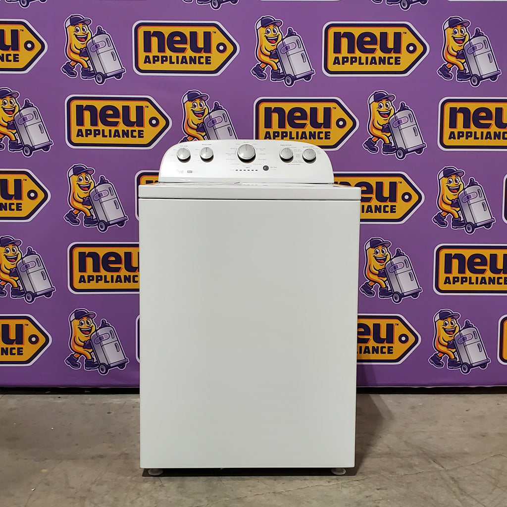 Whirlpool 3.8–3.9 Cu. Ft.  Top Load Washer with 2 in 1 Removable Agitator and Soil Level Selection WTW4957PW - Open Box and Whirlpool 7-cu ft Vented Electric Dryer 16050 - WGD4815EW - Scratch & Dent (Minor)