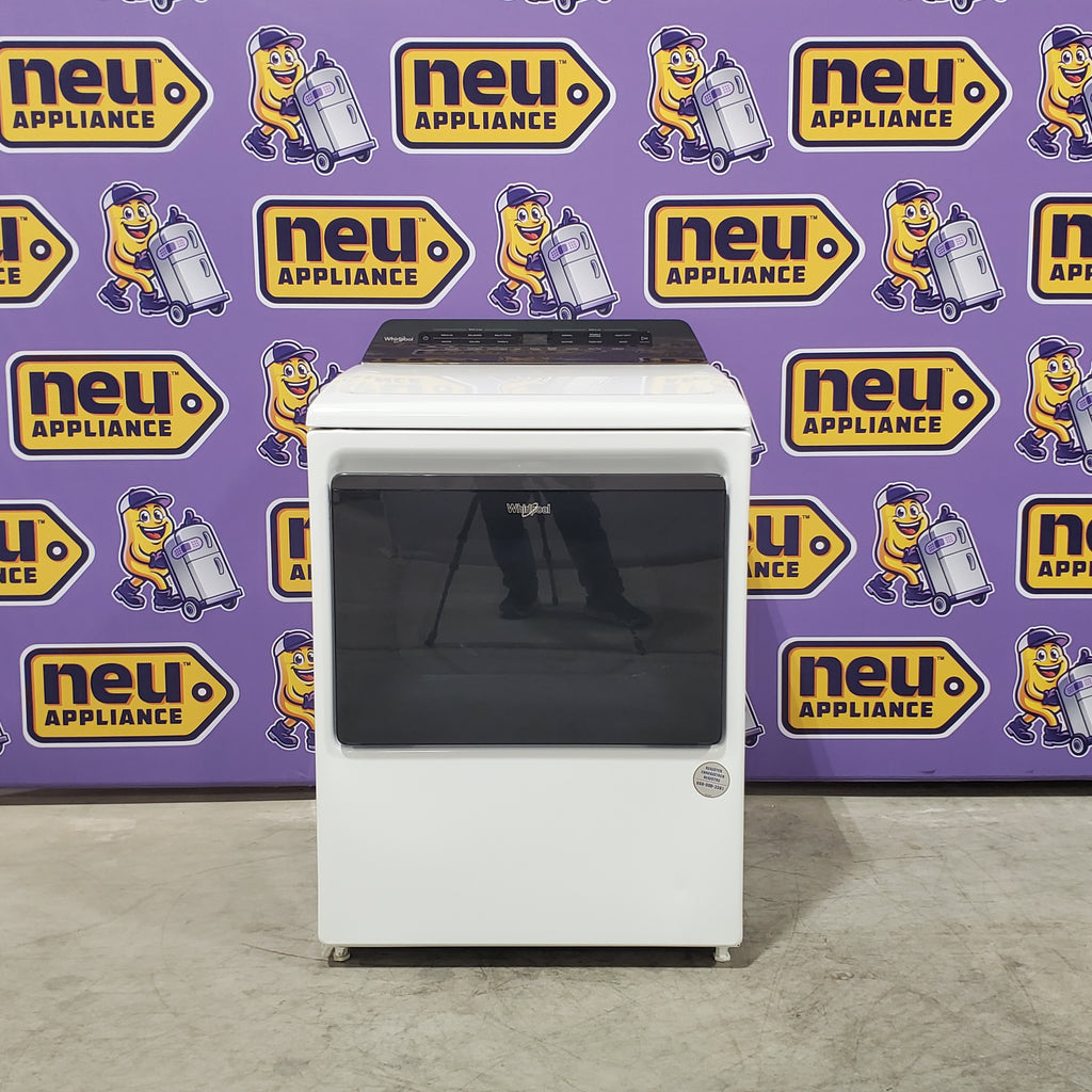 Pictures of Whirlpool High Efficiency Agitator Large Top-Load Washer in White WTW5105HW - Scratch & Dent (Minor) and Whirlpool 7.4 cu. ft. Electric Dryer with AccuDry Sensor and Wrinkle Shield WED5100HW - Scratch & Dent (Minor) - Neu Appliance Outlet - Discount Appliance Outlet in Austin, Tx