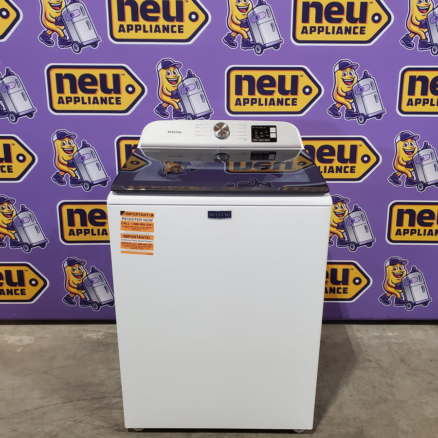 Maytag Top Load 4.8 cu ft Washer with Deep Fill and Slow-Close Glass Lid MVW6200KW - Scratch & Dent (Minor) and Maytag 7.0 cu ft Electric Dryer with Moisture Sensing and Quick Dry Cycle 16231 - MED6200KW - Scratch & Dent (Moderate)