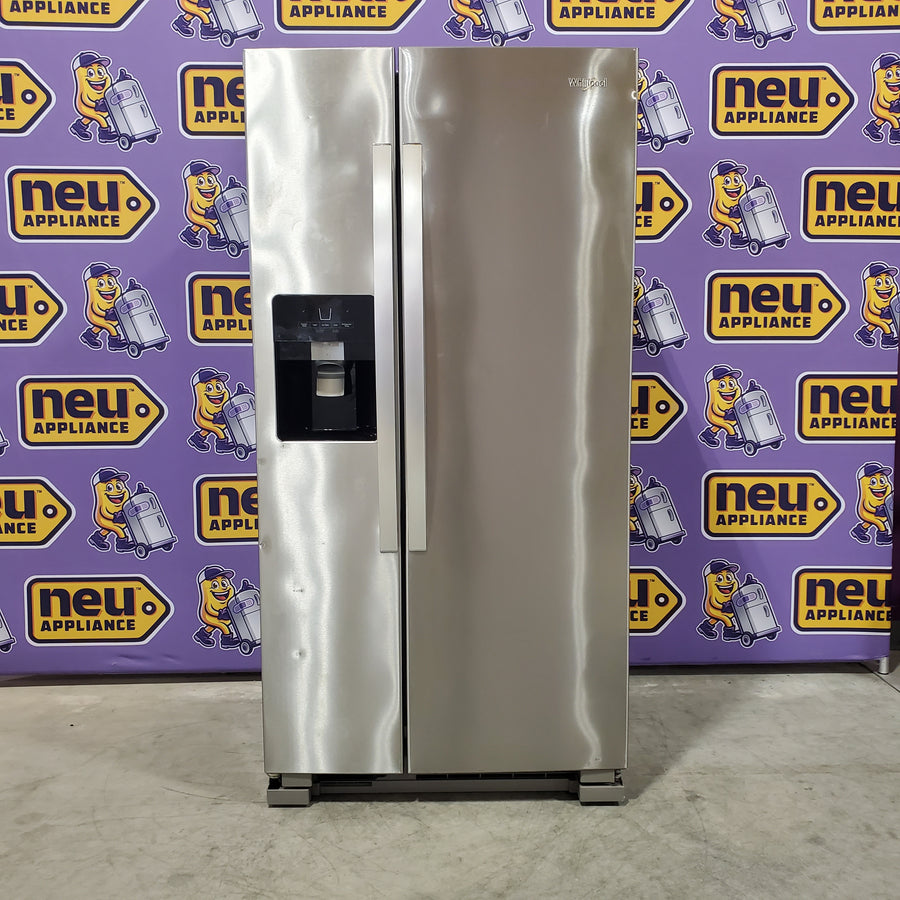 33 in. Wide Fingerprint-Resistant Stainless Steel Whirlpool 21.4 cu. ft. Side by Side Refrigerator with In Door Ice and Water Dispenser WRS321SDHZ - Certified Refurbished