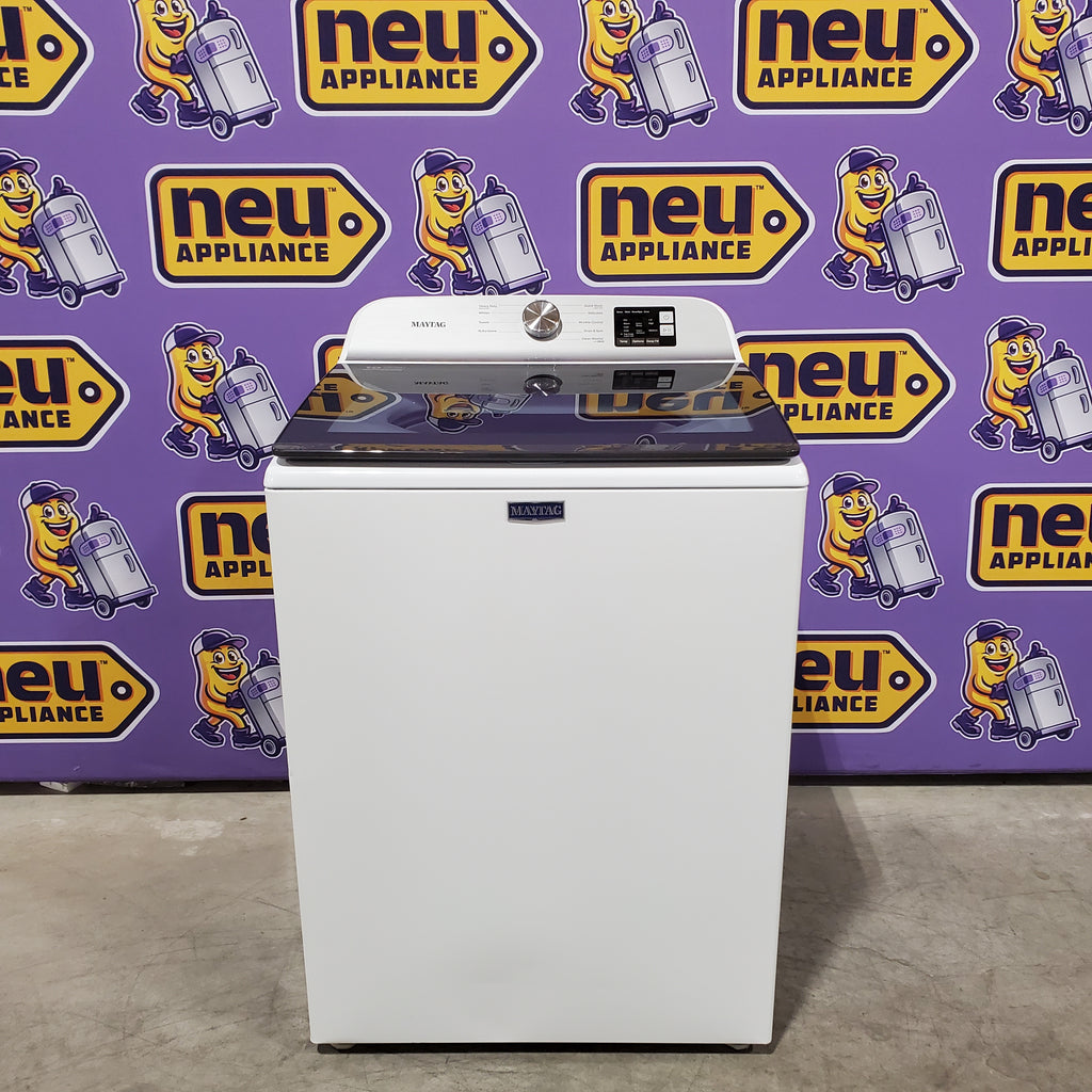 Pictures of Maytag Top Load 4.8 cu ft Washer with Deep Fill and Slow-Close Glass Lid MVW6200KW - Scratch & Dent (Minor) and Maytag 7.0 cu ft Electric Dryer with Moisture Sensing and Quick Dry Cycle 16203 - MED6200KW - Scratch & Dent (Minor) - Neu Appliance Outlet - Discount Appliance Outlet in Austin, Tx