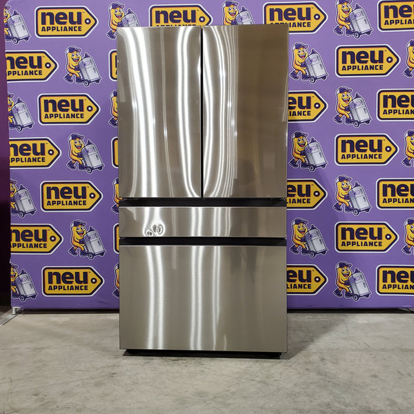 Samsung Bespoke 23 cu. ft. Counter Depth 4-Door French Door Stainless Steel Refrigerator with Inner Beverage Center™ & FlexZone™ Drawer - 4SD431 - RF70F23DERAA