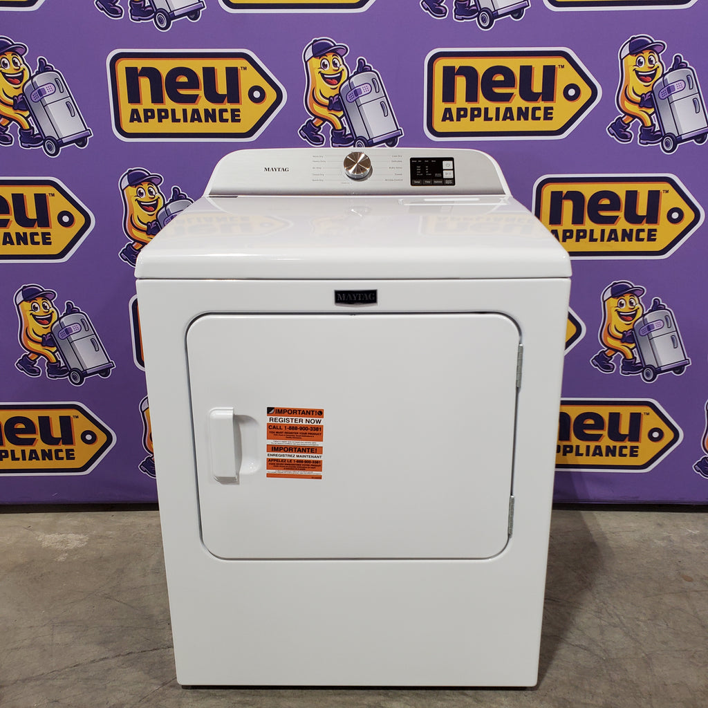 Pictures of Maytag Top Load 4.8 cu ft Washer with Deep Fill and Slow-Close Glass Lid MVW6200KW - Open Box and Maytag 7.0 cu ft Electric Dryer with Moisture Sensing and Quick Dry Cycle 16220 - MED6200KW - Scratch & Dent (Minor) - Neu Appliance Outlet - Discount Appliance Outlet in Austin, Tx
