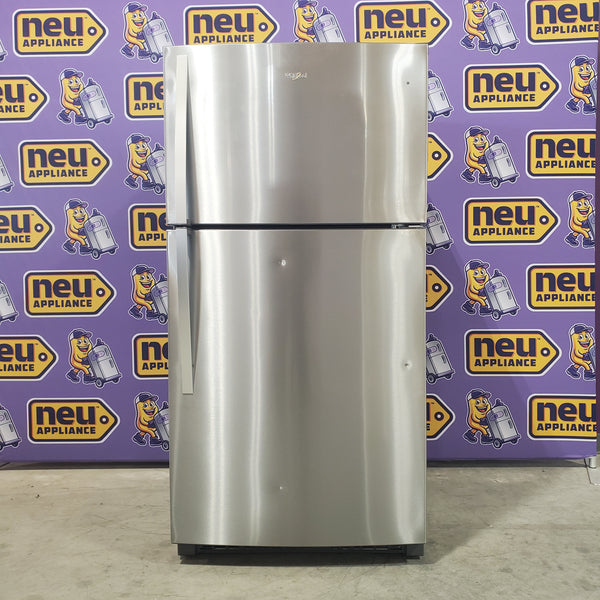 Whirlpool 21.3-cu ft Top-Freezer Refrigerator Monochromatic Stainless Steel- WRT511SZDM-Scratch and Dent - (Minor)