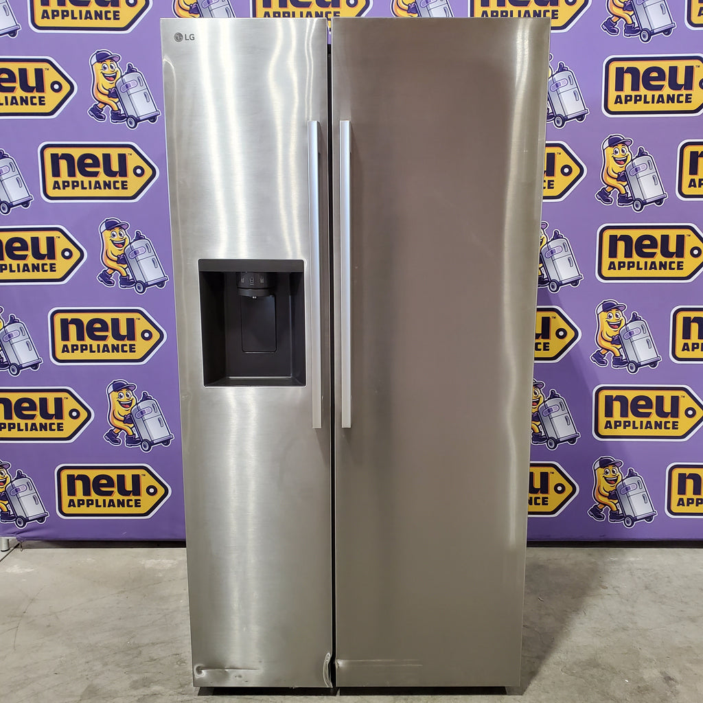 Pictures of LG 27 cu. ft. Standard-Depth, Side-by-side Refrigerator, with Ice and Water and Bar Handle Design 22136SD272 - LS27T3230S - Scratch & Dent (Major) - Neu Appliance Outlet - Discount Appliance Outlet in Austin, Tx