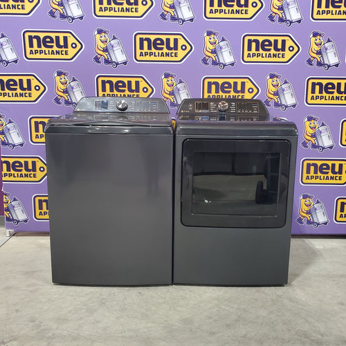 GE Profile 5.4 cu. ft. Top Load Washing Machine with FlexDispense PTW700BPTDG - Scratch & Dent (Minor) and GE Profile 7.4 cu. ft. Gas Dryer with Steam 16041 - PTD70EBPTDG - Open Box