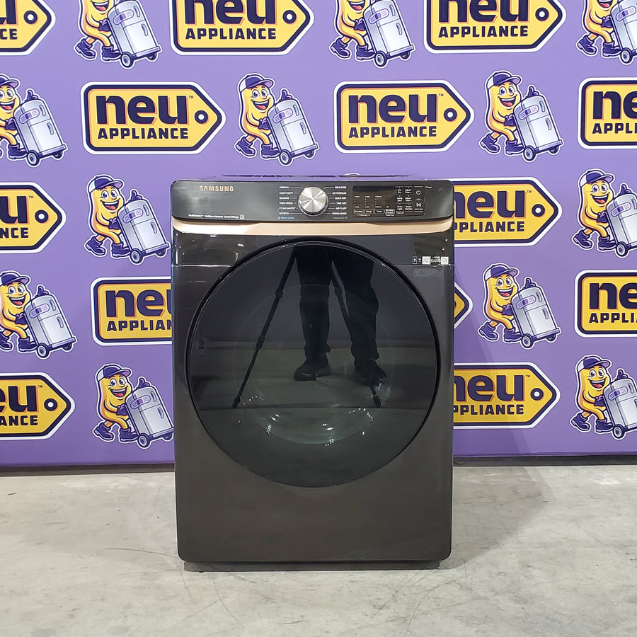 Fingerprint Resistant Black Stainless Steel ENERGY STAR Samsung 7.5 cu. ft. Frontload Gas Dryer with Steam- Scratch & Dent - Moderate
