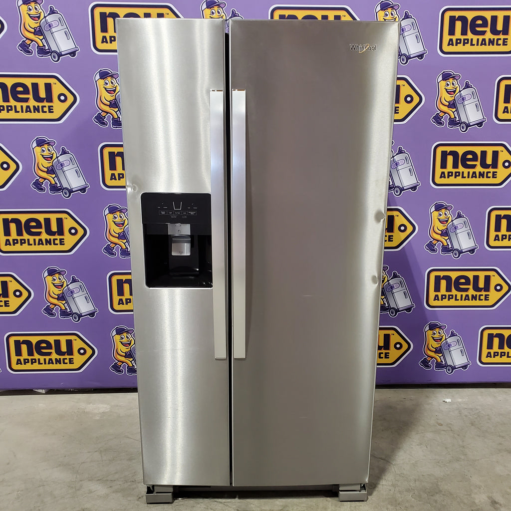 Pictures of Whirlpool 33 Inch Wide Side by Side 21 Cu. Ft. Refrigerator with Can Caddy and Frameless Glass Shelves in Fingerprint Resistant Stainless Steel 31134SD212 - WRS321SDHZ - Scratch & Dent (Moderate) - Neu Appliance Outlet - Discount Appliance Outlet in Austin, Tx