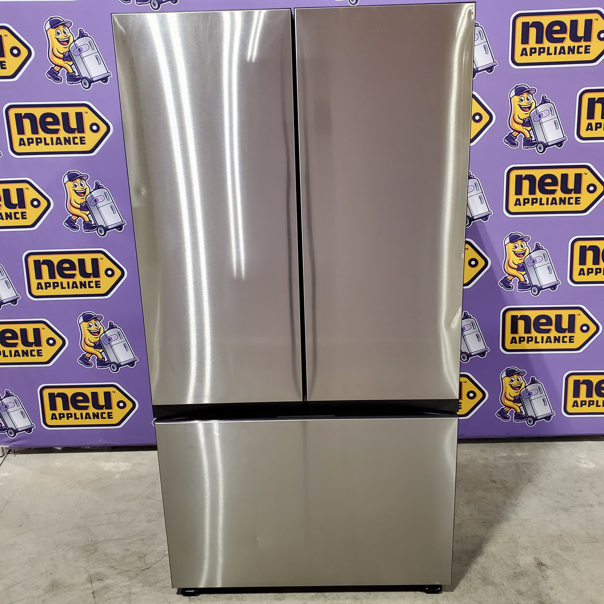 Samsung Bespoke Stainless Steel 3 Door French Door 30 Cu. Ft. Refrigerator with EZ Open Handle and Dual Ice Makers 22134SD235 - RF30BB6200QL - Scratch and Dent (Major)