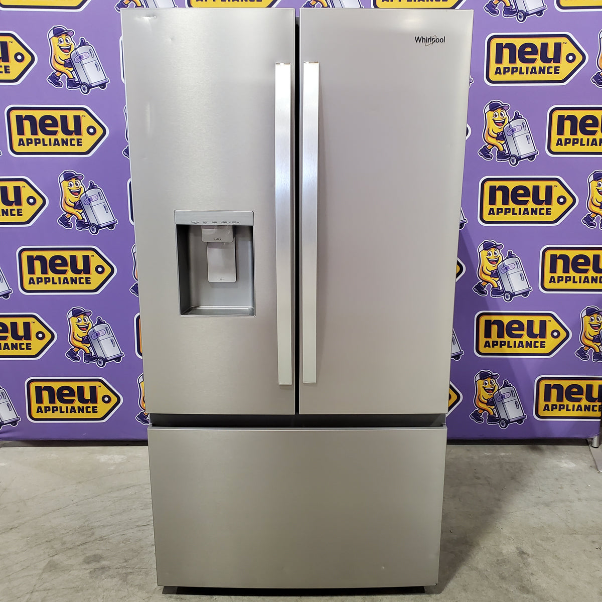 Whirlpool French Door 30 cu ft Refrigerator in Fingerprint Resistant Stainless Finish with In-Door Water and Ice Maker - 30 cu. ft. WRFF3536SZ - Scratch & Dent (Major)