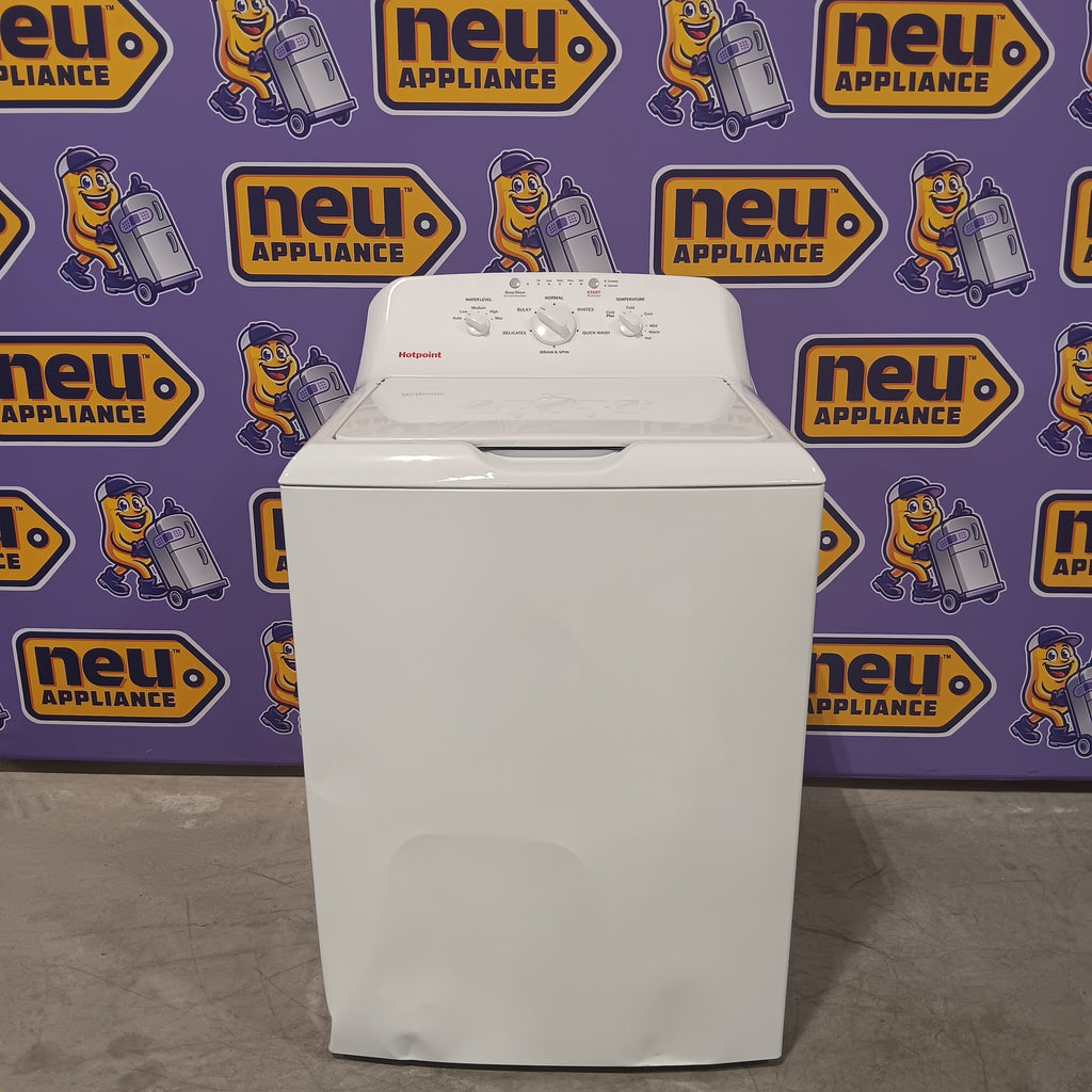 Hotpoint® 4.0 cu. ft. Capacity Washer with Cold Plus and Water Level Control HTW265ASWWW - Scratch & Dent (Major) and Hotpoint 6.2 cu. ft. Capacity Electric Dryer with Up To 120 ft. Venting and Shallow Depth 16184 - HTX26EASWWW - Scratch & Dent (Minor)