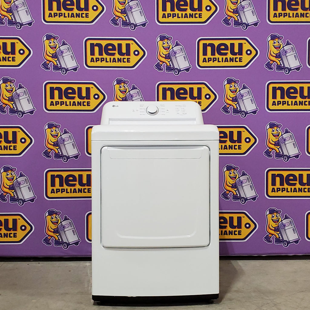 LG 4.3 cu. ft. Capacity Top Load Washer with TurboDrum™ Technology and Impeller WT6100CW - Open Box and LG 7.3 Cu. Ft.  Electric Rear Control Ultra Large Capacity Dryer in White with Sensor Dry 16058 - DLE6100W - Open Box