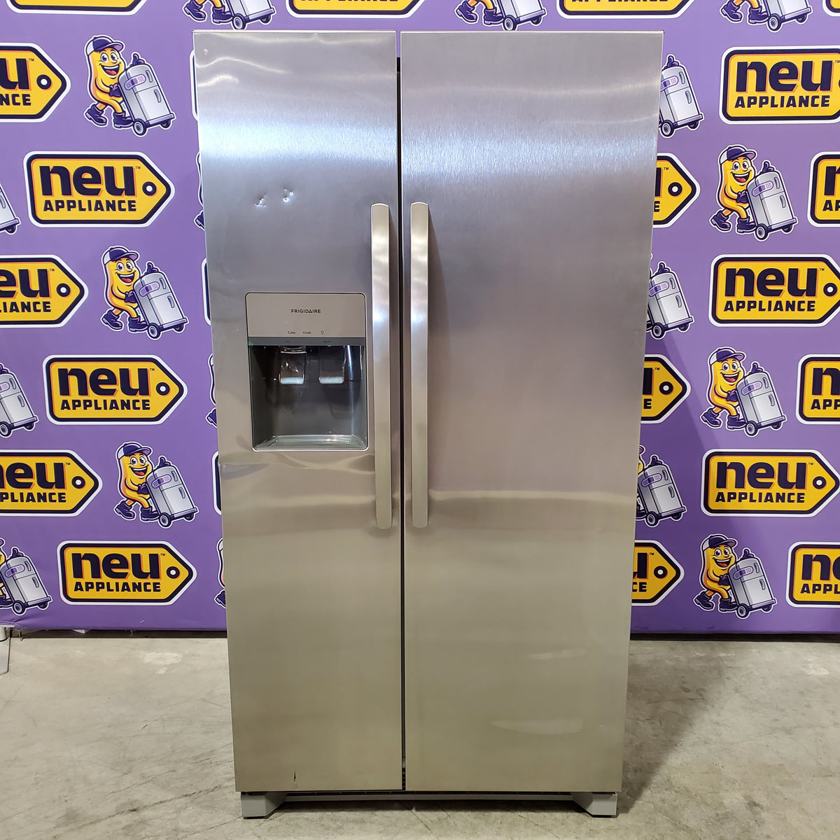 Frigidaire 25.6 cu. ft. ENERGY STAR Side by Side Refrigerator with Exterior Water and Ice Dispenser in Stainless Steel 20232SD617 - FRSS2623AS - Scratch & Dent (Moderate)