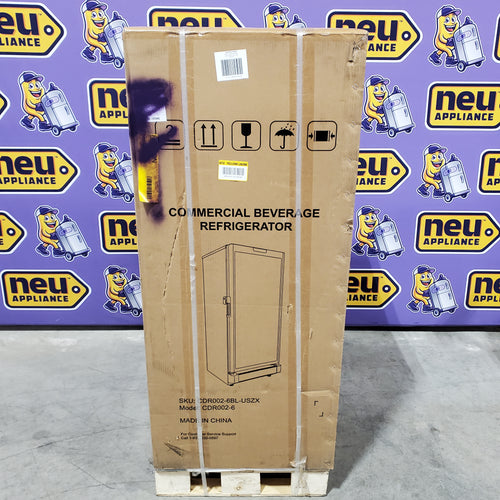 Euhomy 21.3 in. Single Zone 220-Cans Freestanding/Built-in Beverage Refrigerator Cooler in Black with LED Light, See-Thru Door 251310SD894 - CDR002-6BL - New in Box