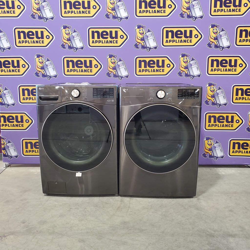 Pictures of LG Stackable Smart Front Load 4.5 Cu. Ft. Washer with TurboWash 360 Technology WM4000HBA - Open Box and LG Smart Wi-Fi Enabled Front Load Electric 7.4 Cu. Ft. Dryer with TurboSteam and Built-In Intelligence DLEX4000B - Scratch & Dent (Minor) - Neu Appliance Outlet - Discount Appliance Outlet in Austin, Tx