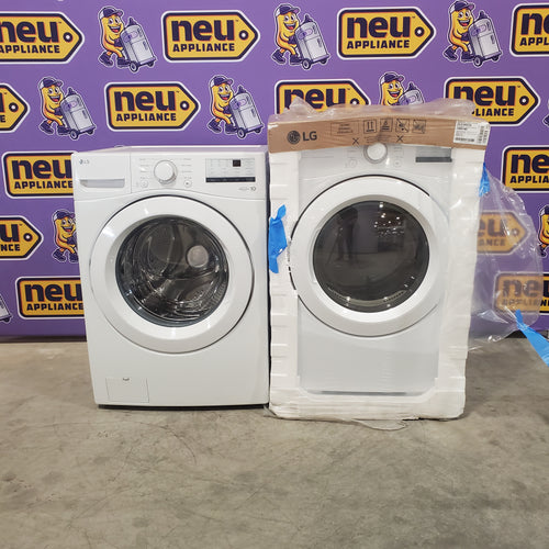 LG Ultra Large Capacity Front Load 4.5 Cu. Ft. Washer in White with ColdWash Technology WM3400CW - Scratch and Dent (Minor) and LG 7.4 cu. ft. Large Capacity Electric Dryer in White DLE3400W - New in Box