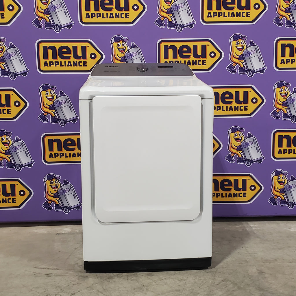 Pictures of Samsung White Top Load 5.4 Cu. Ft. Washer with Active Water Jet WA50R5200AW/US - Certified Refurbished and Samsung White 7.4 cu. ft. Electric Dryer in White with Steam Sanitize+ DVE54R7200W/A3 - Certified Refurbished - Neu Appliance Outlet - Discount Appliance Outlet in Austin, Tx