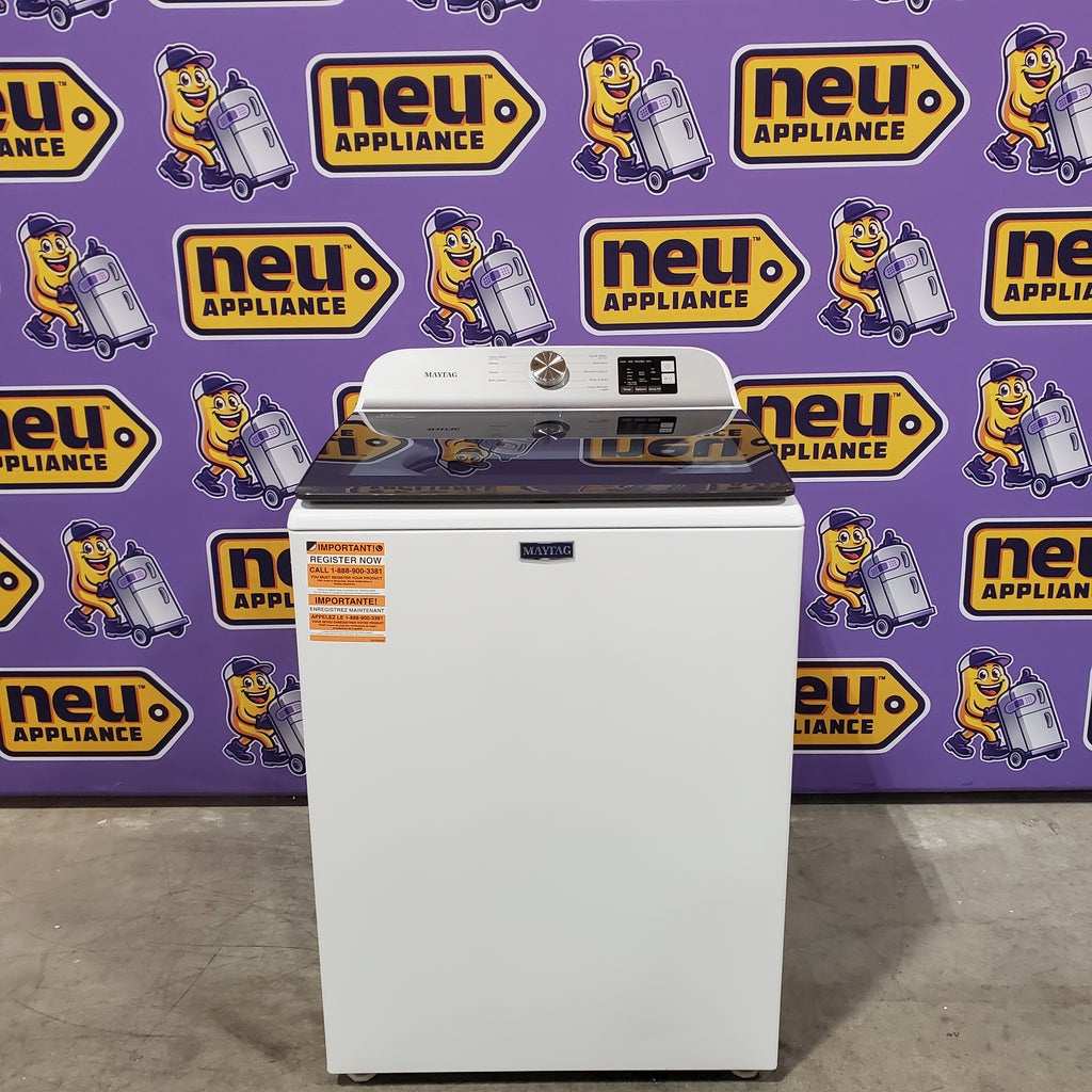 Pictures of Maytag Top Load 4.8 cu ft Washer with Deep Fill and Slow-Close Glass Lid MVW6200KW - Scratch & Dent (Minor) and Maytag 7.0 cu ft Electric Dryer with Moisture Sensing and Quick Dry Cycle 16159 - MED6200KW - Scratch & Dent (Minor) - Neu Appliance Outlet - Discount Appliance Outlet in Austin, Tx