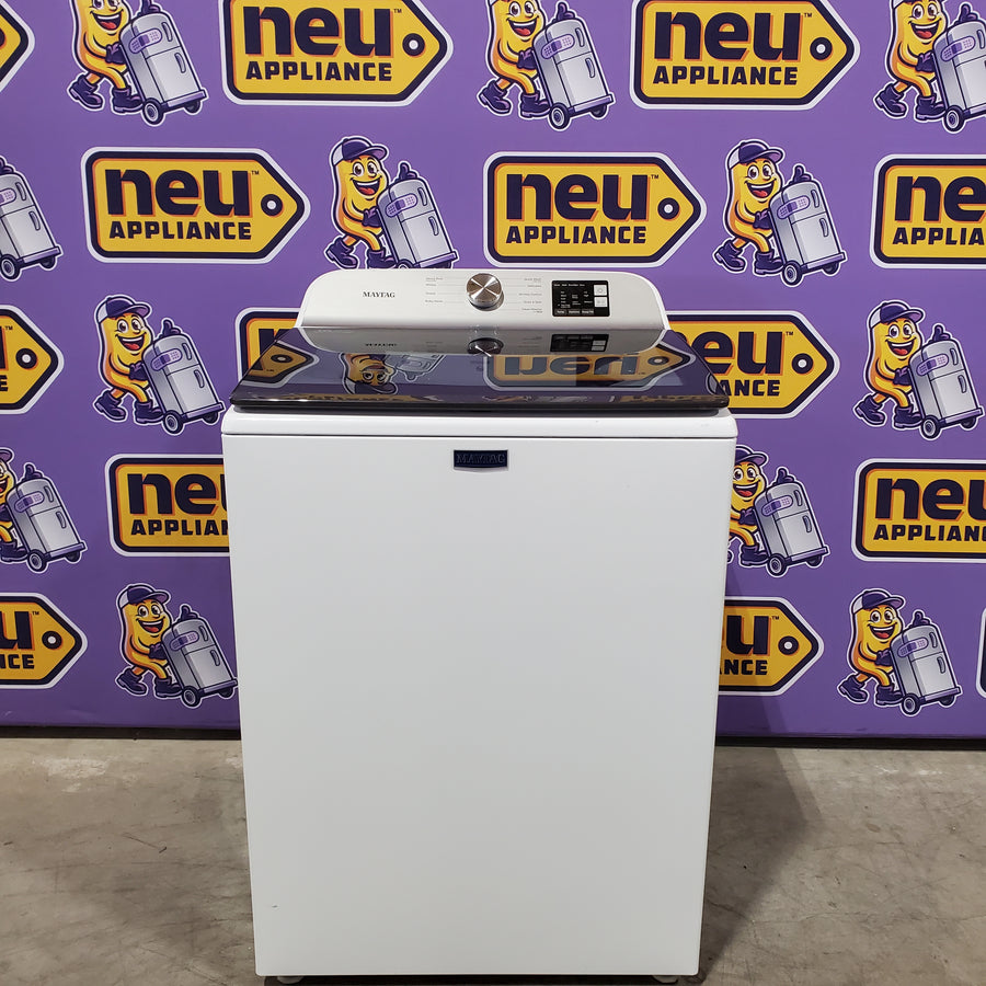 Maytag Top Load 4.8 cu ft Washer with Deep Fill and Slow-Close Glass Lid MVW6200KW - Scratch & Dent (Minor) and Maytag 7.0 cu. ft Top Load Gas Dryer with Moisture Sensing 16198 - MGD6200KW - Scratch and Dent (Minor)