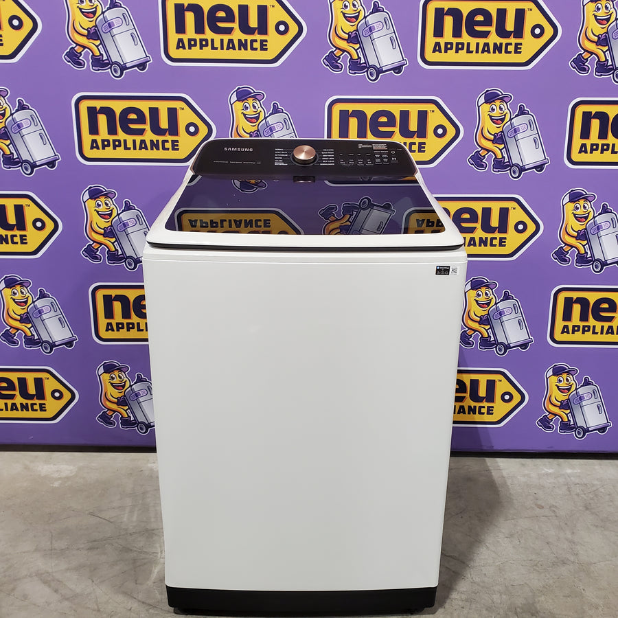 Samsung Smart Top Load 5.5 Cu. Ft. with Auto Dispense Washer WA55CG7500AE - Scratch & Dent (Moderate)  and  Samsung 7.4 cu. ft. Vented Smart Gas Dryer in Ivory with Steam Sanitize+ 16181 - DVG55CG7500E - Scratch & Dent (Moderate)