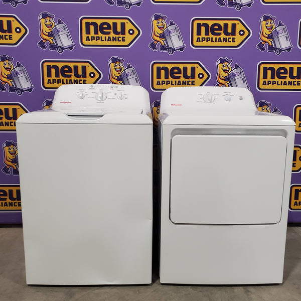 Hotpoint® 4.0 cu. ft. Capacity Washer with Cold Plus and Water Level Control HTW265ASWWW - Scratch & Dent (Minor) and Hotpoint® 6.2 cu. ft. vented Electric Dryer with Auto Dry 16148 - HTX26EASWWW - Scratch & Dent (Minor)
