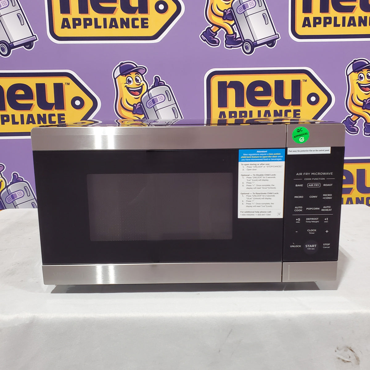 Vissani 19 in. 0.9 cu. ft. 900-Watt Countertop Microwave Oven in Stainless Steel with Convection and Air Fry SA318 - VSCMAF09S2A09A - Open Box
