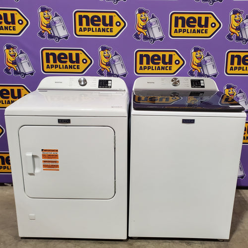 Maytag Top Load 4.8 cu ft Washer with Deep Fill and Slow-Close Glass Lid MVW6200KW - Scratch & Dent (Minor) and Maytag 7.0 cu. ft Top Load Gas Dryer with Moisture Sensing 16198 - MGD6200KW - Scratch and Dent (Minor)