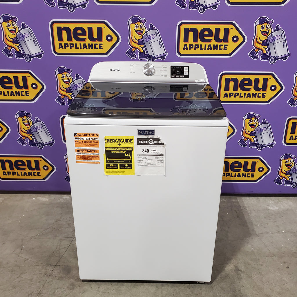 Pictures of Maytag Top Load 4.8 cu ft Washer with Deep Fill and Slow-Close Glass Lid MVW6200KW - Scratch & Dent (Minor) and Maytag 7.0 cu ft Electric Dryer with Moisture Sensing and Quick Dry Cycle 16155 - MED6200KW - Open Box - Neu Appliance Outlet - Discount Appliance Outlet in Austin, Tx