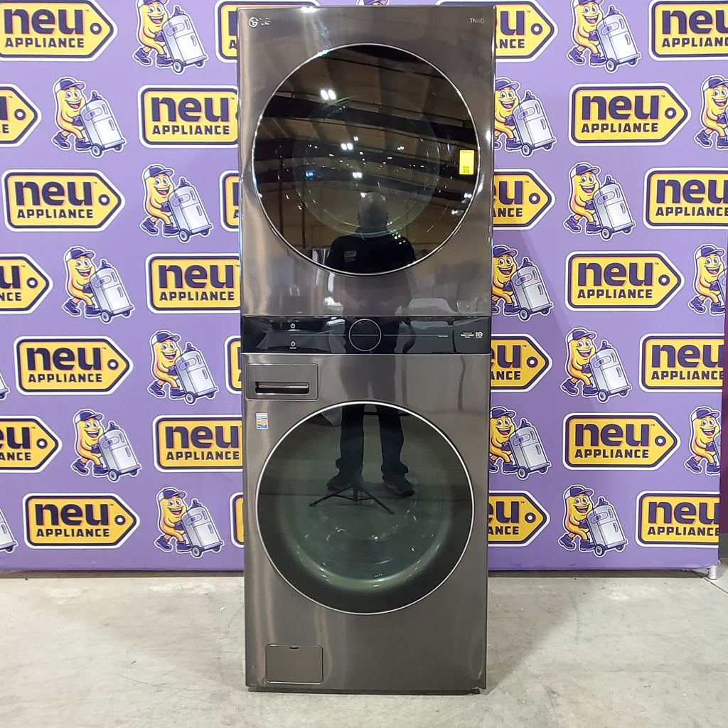 Pictures of LG ENERGY STAR WashTower Stacked Laundry Center with 4.5 cu. ft. Washer and 7.4 cu. ft. Electric Dryer in Black Steel 3SD885 - WKEX200HBA - Scratch & Dent (Minor) - Neu Appliance Outlet - Discount Appliance Outlet in Austin, Tx