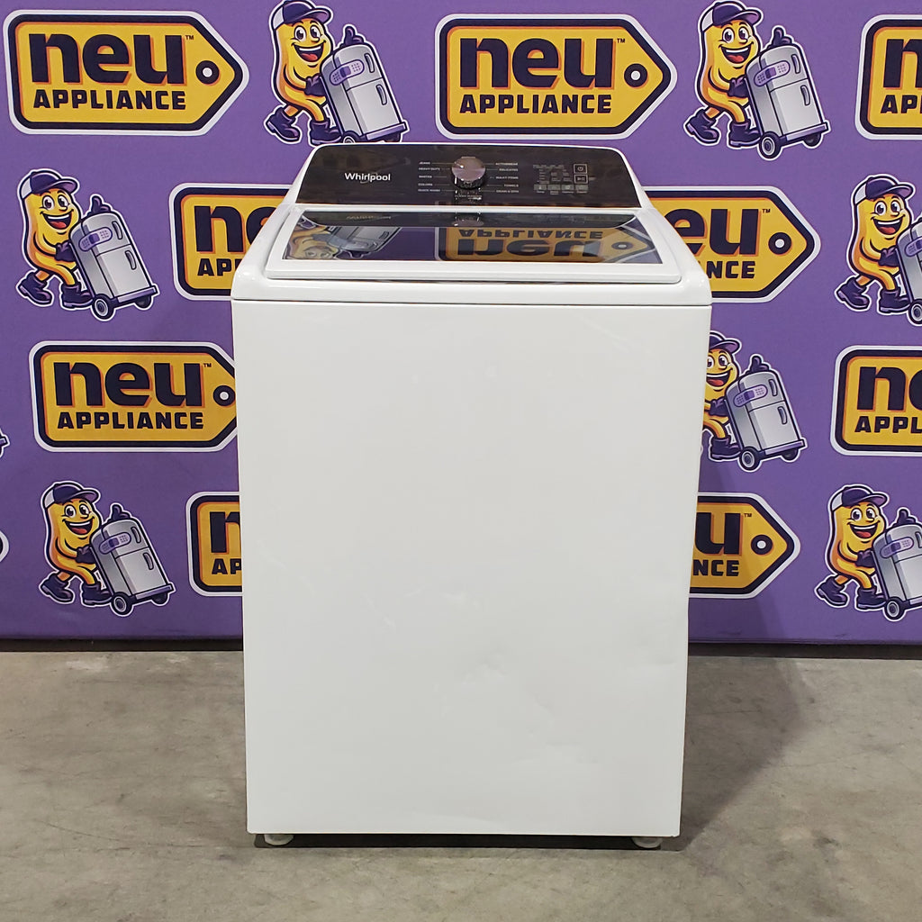 Whirlpool 4.6 Cu. Ft. Top Load Impeller Washer with Built-in Faucet WTW5020SW  - Scratch & Dent (Moderate) and Whirlpool® 7.0 Cu. Ft. Electric Dryer with Moisture Sensor and Steam Refresh Cycle 16144 - WED6150PW - Open Box