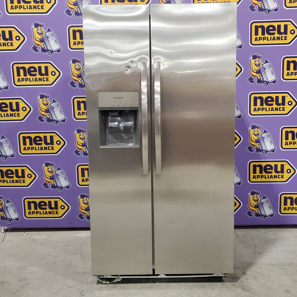 Frigidaire 25.6 cu. ft. ENERGY STAR Side by Side Refrigerator with Exterior Water and Ice Dispenser in Stainless Steel 3SD1089 - FRSS2623AS - Scratch & Dent (Moderate)