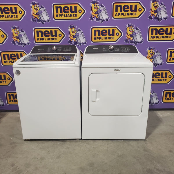 Whirlpool® Top Load 4.7 Cu. Ft. Washer with 2-in-1 Removable Agitator in White WTW5057LW - Certified Refurbished and Whirlpool® 7.0 Cu. Ft. Electric Dryer with Moisture Sensor and Steam Refresh Cycle 16147 -  WED6150PW - Scratch & Dent (Minor)