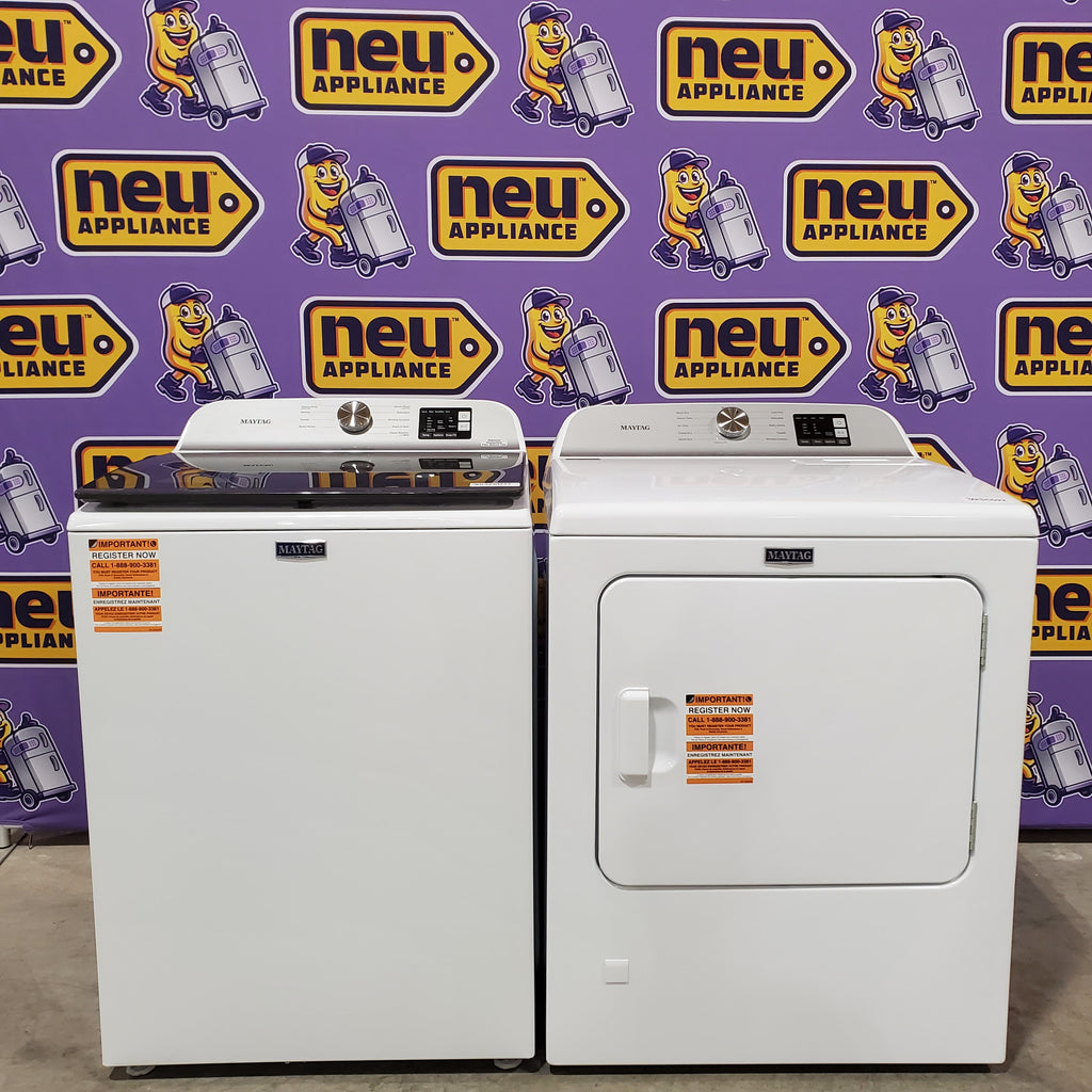 Pictures of Maytag Top Load 4.8 cu ft Washer with Deep Fill and Slow-Close Glass Lid MVW6200KW - Scratch & Dent (Minor) and Maytag 7.0 cu. ft Top Load Gas Dryer with Moisture Sensing 16171 - MGD6200KW - Scratch and Dent (Minor) - Neu Appliance Outlet - Discount Appliance Outlet in Austin, Tx