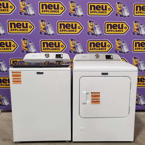 Maytag Top Load 4.8 cu ft Washer with Deep Fill and Slow-Close Glass Lid MVW6200KW - Scratch & Dent (Minor) and Maytag 7.0 cu. ft Top Load Gas Dryer with Moisture Sensing 16171 - MGD6200KW - Scratch and Dent (Minor)