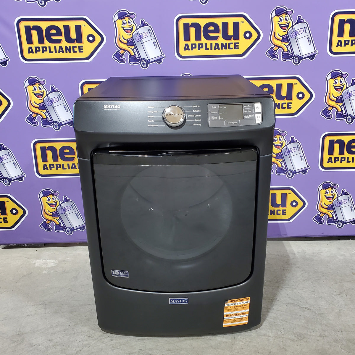 Maytag 7.3 Cu. Ft. Stackable Electric Dryer with Extra Power Button in Volcano Black MED5630MBK - Scratch & Dent (Moderate)