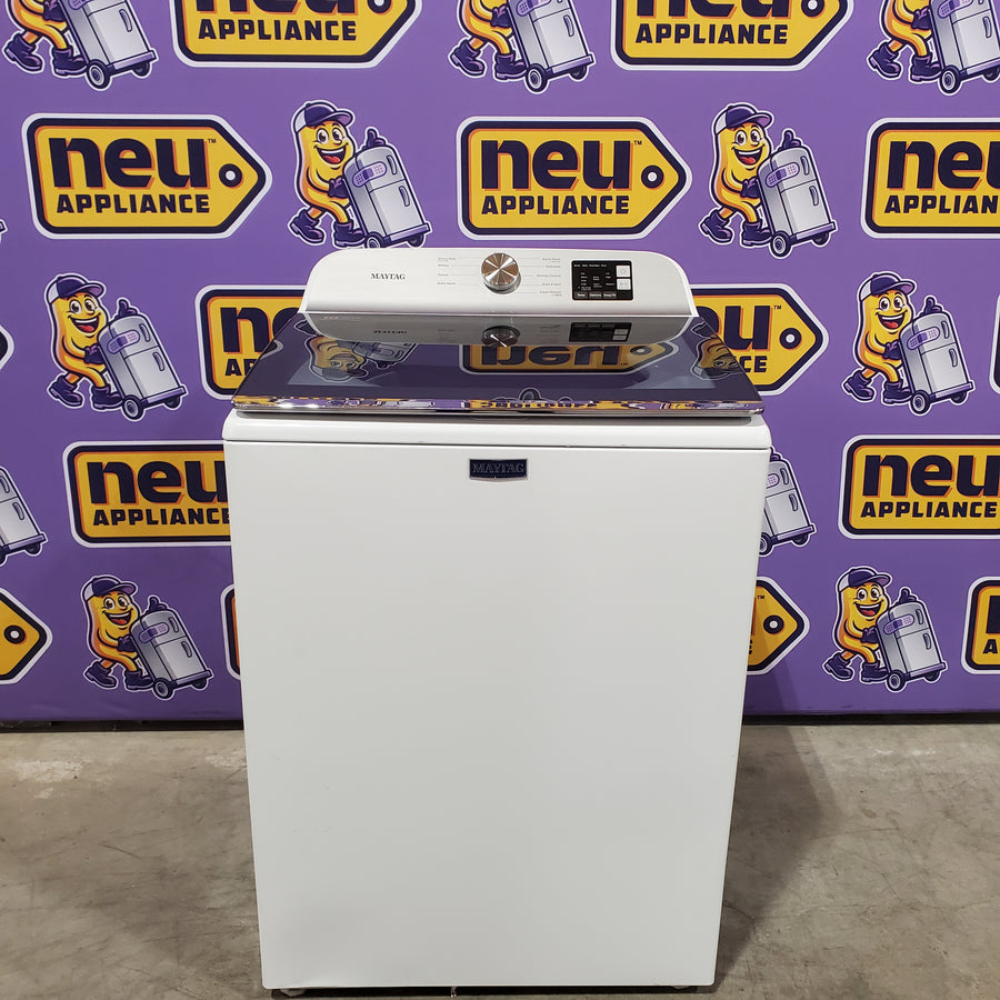 Maytag Top Load 4.8 cu ft Washer with Deep Fill and Slow-Close Glass Lid MVW6200KW - Scratch & Dent (Minor) and Maytag 7.0 cu ft Electric Dryer with Moisture Sensing and Quick Dry Cycle 16216 - MED6200KW - Scratch & Dent (Minor)