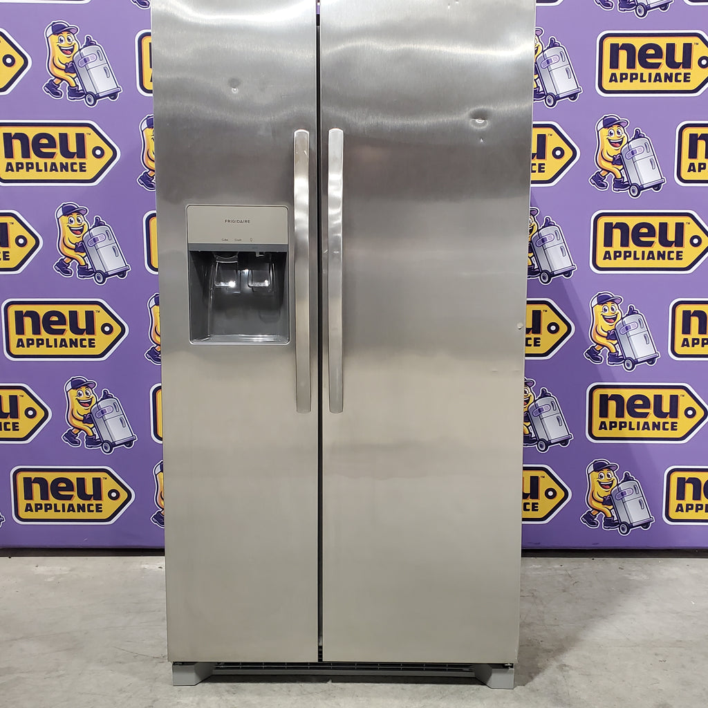 Frigidaire 25.6 cu. ft. ENERGY STAR Side by Side Refrigerator with Exterior Water and Ice Dispenser in Stainless Steel 3SD1005 - FRSS2623AS - Scratch & Dent (Moderate)