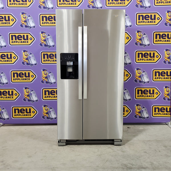 Whirlpool Fingerprint Resistant Stainless Steel 33 Inch Wide Side by Side 21 Cu. Ft. Refrigerator with Can Caddy and Frameless Glass Shelves WRS321SDHZ - Scratch and Dent (Minor)
