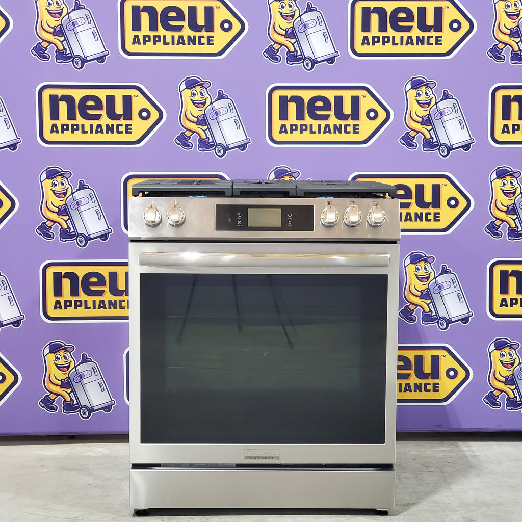 Pictures of Frigidaire Gallery 30" 6 cu. ft. 5 Burner Slide-In Gas Range with Total Convection and Air Fry in Smudge Proof Stainless Steel GCFG3060BF - Scratch & Dent (Minor) - Neu Appliance Outlet - Discount Appliance Outlet in Austin, Tx