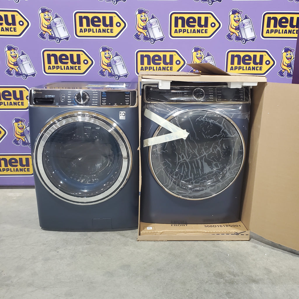 Pictures of GE Profile 5.3 cu. ft. Smart Front Load Washer with Microban Technology PFW870SPVRS - Open Box and GE Profile Smart Front Load Electric 7.8 Cu. Ft. Capacity Dryer with Steam and Sanitize Cycle 16133 - PFD87ESPVRS - New in Box - Neu Appliance Outlet - Discount Appliance Outlet in Austin, Tx