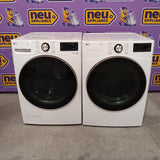 LG 4.5 cu. ft. Front Load Washer with Steam and Built-In Intelligence in White WM4000HWA - Scratch & Dent (Minor) and LG 7.4 cu. ft. Front Load Electric Dryer with TurboSteam and Sensor Dry Technology in White 16237 - DLEX4000W - Scratch & Dent (Moderate)